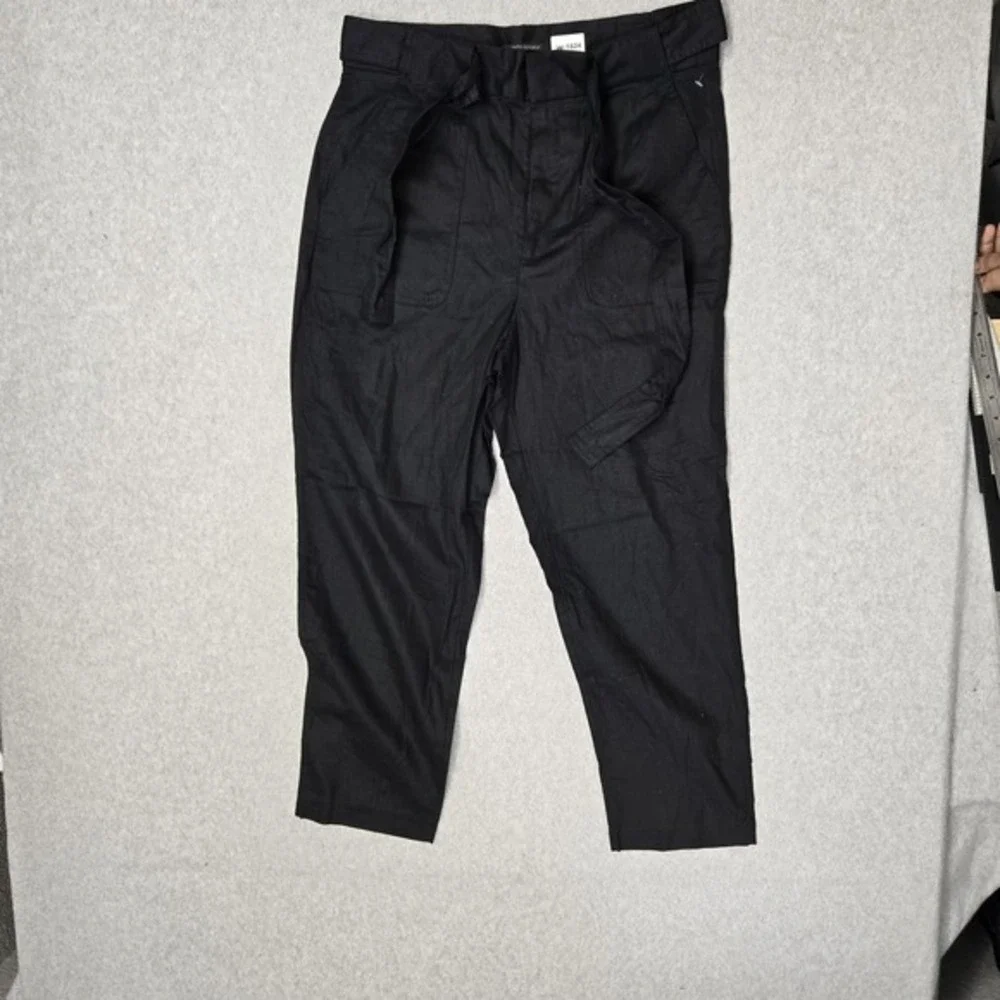 Banana Republic Women Pants 12 Black Cotton Linen Coastal‎ Beach NWT